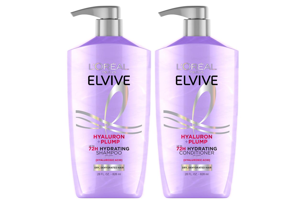 L'Oreal Paris Elvive Hyaluron Plump Shampoo and Conditioner Set for Dehydrated, Dry Hair with Hyaluronic Acid Care Complex, 1 Kit (2 Products) Credit: Amazon