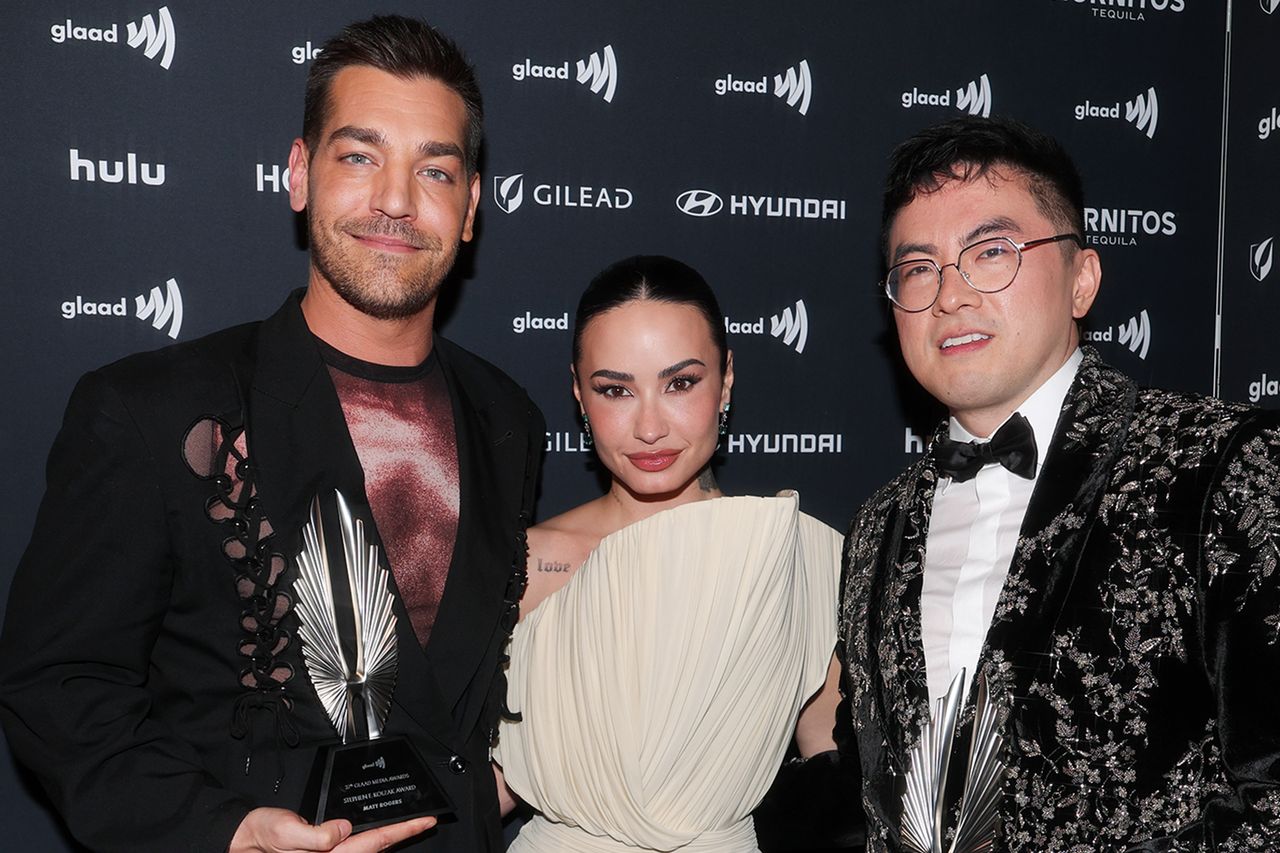 Matt Rogers, Demi Lovato and Bowen Yang at the 37th GLAAD Media Awards Matt Rogers, Demi Lovato and Bowen YangCredit: Christopher Polk/Billboard via Getty