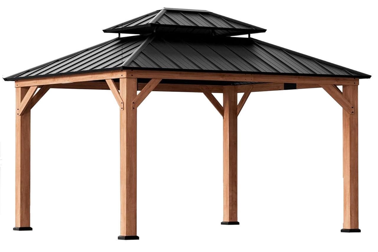 Modern Shade Rosewood Wood Gazebo Credit: Amazon