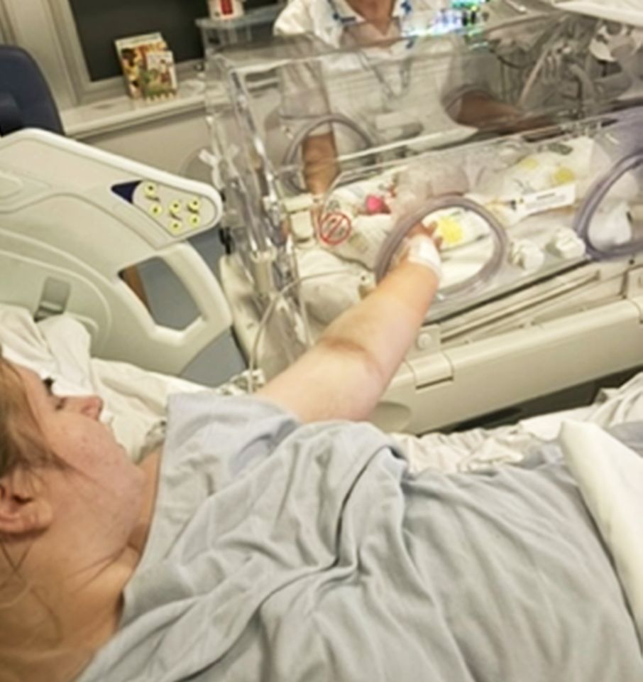 AMBER GARLAND, 19, WITH SON HUGO TREECE WHO TRAGICALLY DIED AT THREE MONTHS OLD Amber Garland in the hospital with HugoCredit: Kennedy News and Media