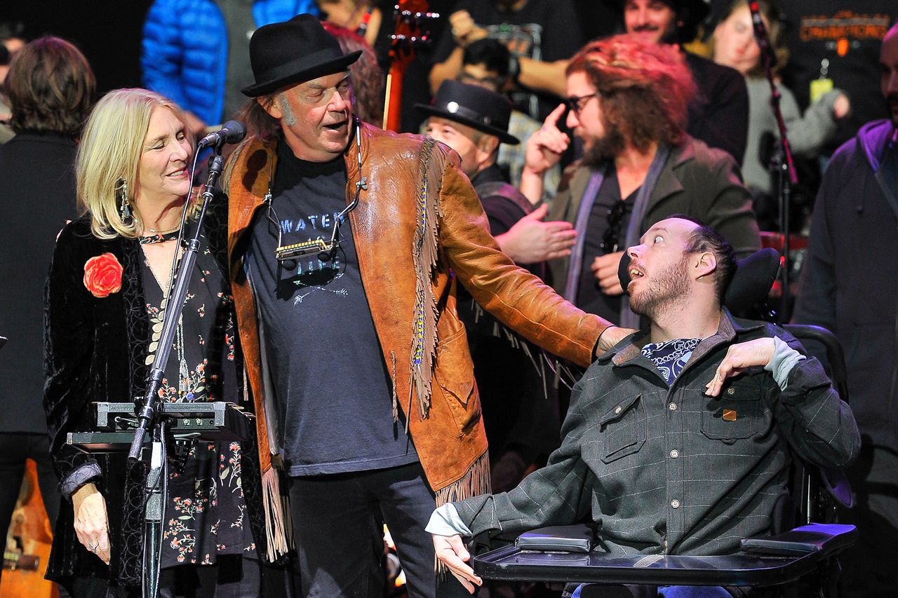 Pegi Young, Neil Young and Ben Young attend the 30th Annual Bridge School Benefit concert on October 22, 2016, in Mountain View, California.Credit: Steve Jennings/WireImage