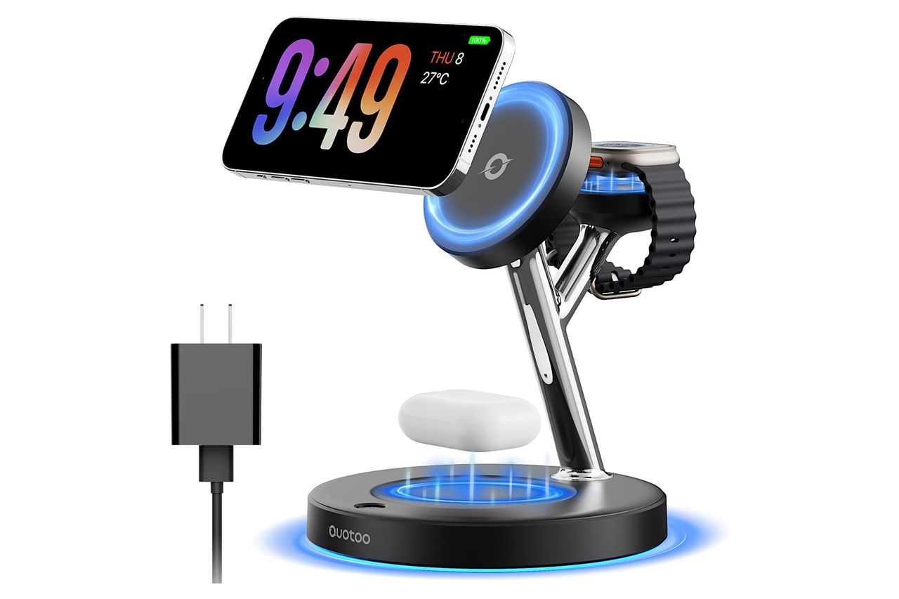 New 3 in 1 Charging Station for Apple Compatible with Magsafe Charger Stand for iPhone 17 16 15 14 13 12 Wireless Charging Station for AirPods Wireless Charger for iWatch Series Credit: Amazon