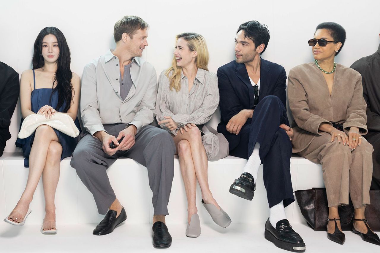 Park Gyu-young, Alexander Skarsgård, Emma Roberts, Diego Calva, and Tamu McPherson.Credit: Image courtesy of COS