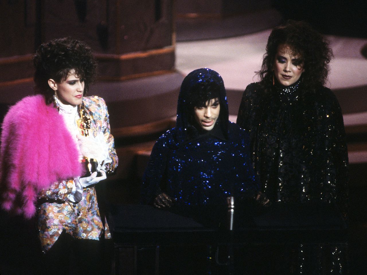 Prince accepts the Oscar for Best Original Song Score at the 57th Academy Awards on March 25, 1985Credit: ABC Photo Archives/Disney General Entertainment Content/Getty