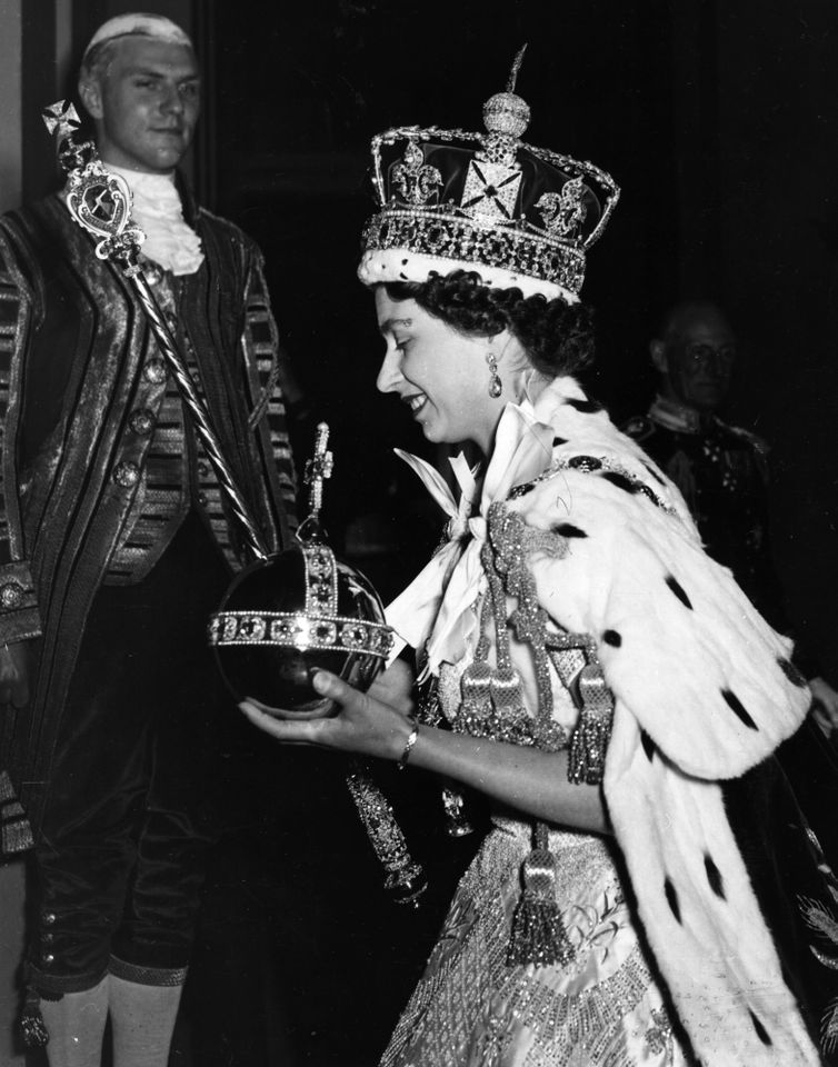 Queen Elizabeth wearing the Imperial State Crown.Credit: Hulton Archive/Getty