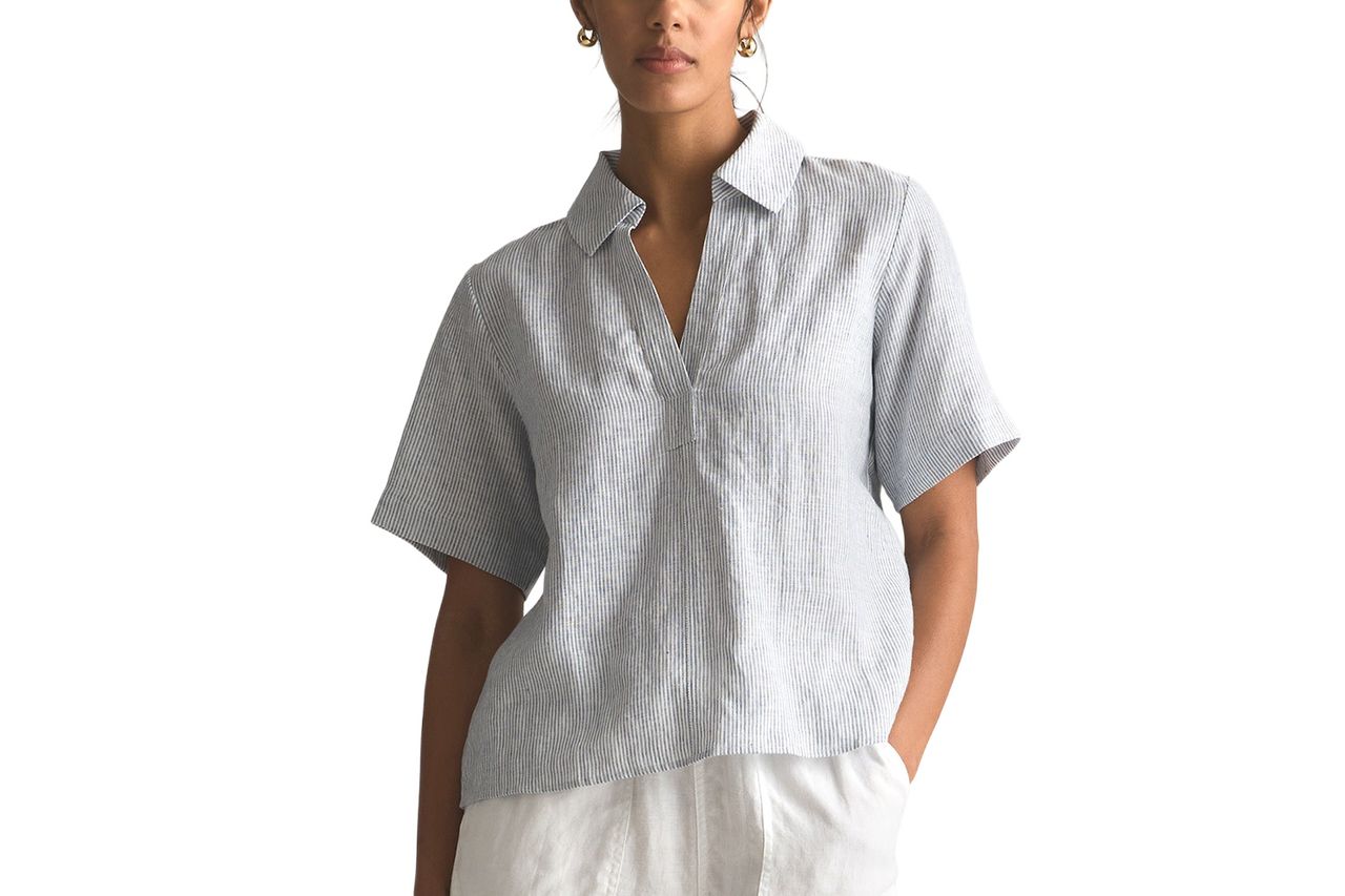 Quince 100% European Linen Short Sleeve Popover Top Credit: Quince