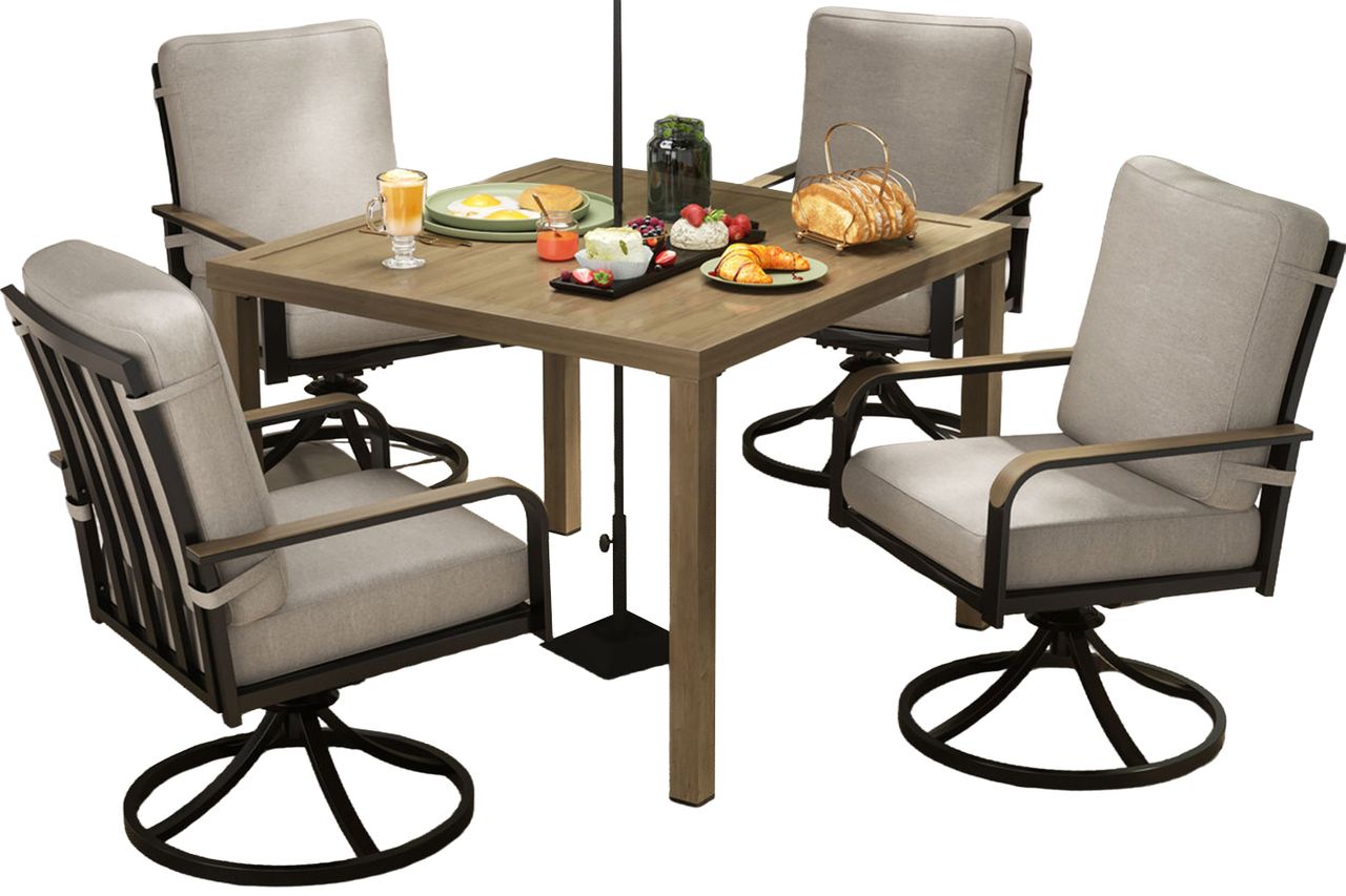 Red Barrel Studio 5 Piece Outdoor Dining Set Swivel Chairs Credit: Wayfair
