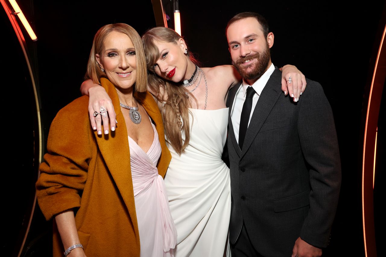 Celine Dion, Taylor Swift and Rene-Charles Angelil attend the 66th GRAMMY Awards at Crypto.com Arena on February 04, 2024 in Los Angeles, California. Credit: Kevin Mazur/Getty