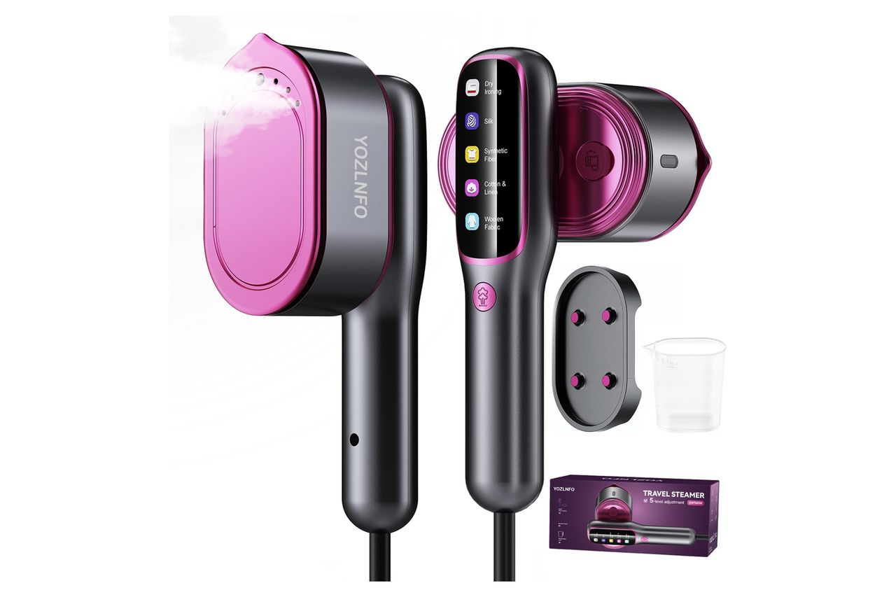 Travel Steamer for Clothes Portable: 2-in-1 Handheld Garment Steamer Iron, 15s Heat Up, 5 Adjustable Steam - 1200W, 110-120V, Large Ceramic Panel, Home & Business Travel Credit: Amazon