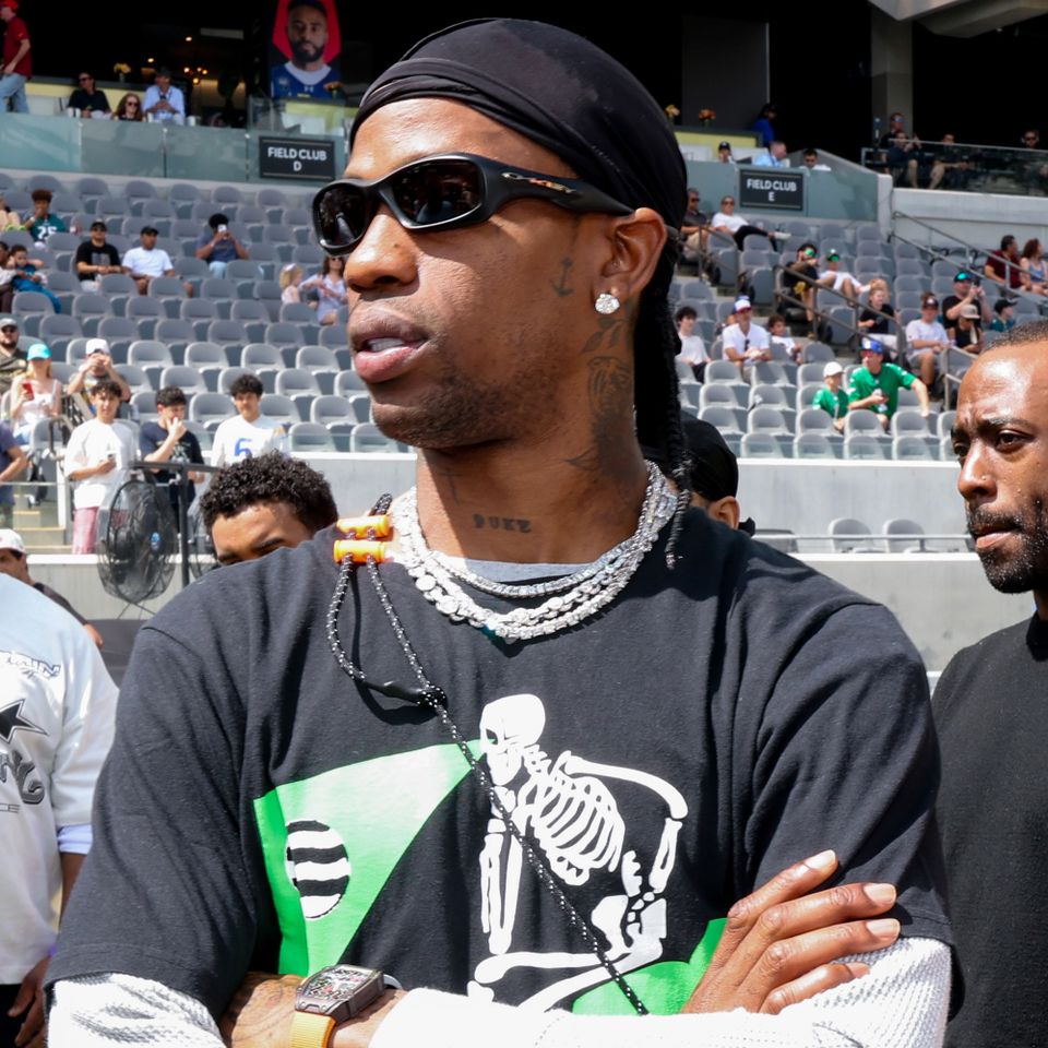 Travis Scott attends the Fanatics Flag Football Classic at BMO Stadium on March 21, 2026 in Los Angeles, California. Travis ScottCredit: Monica Schipper/Getty
