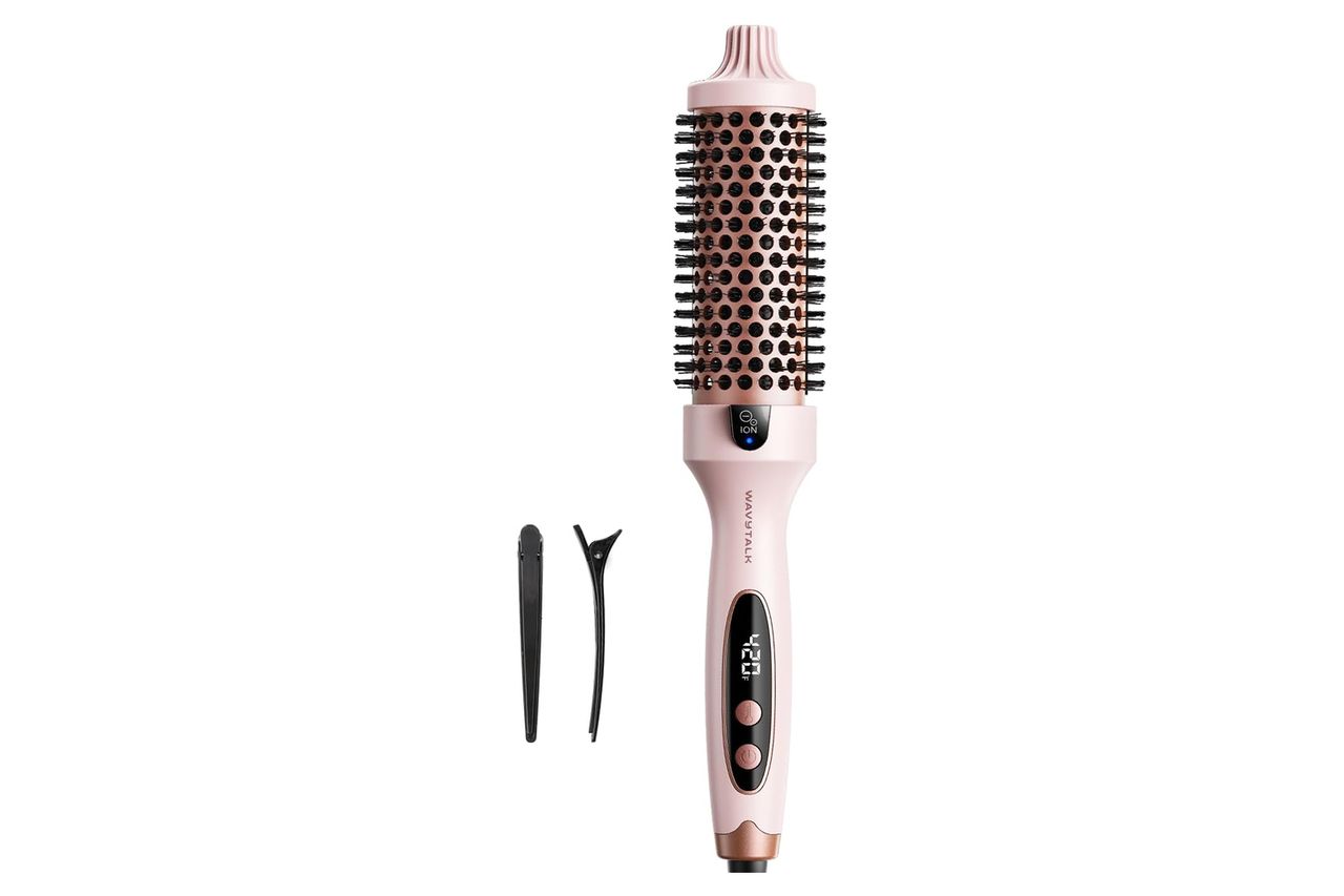Wavytalk Thermal Brush, Blowout Boost 1.5 inch Heated Round Brush for Blowout Look, Dual Voltage, Pink, Sakura, Tourmaline Ceramic, Negative Ion Technology, 5 Temperature Settings, Less Damage Credit: Amazon