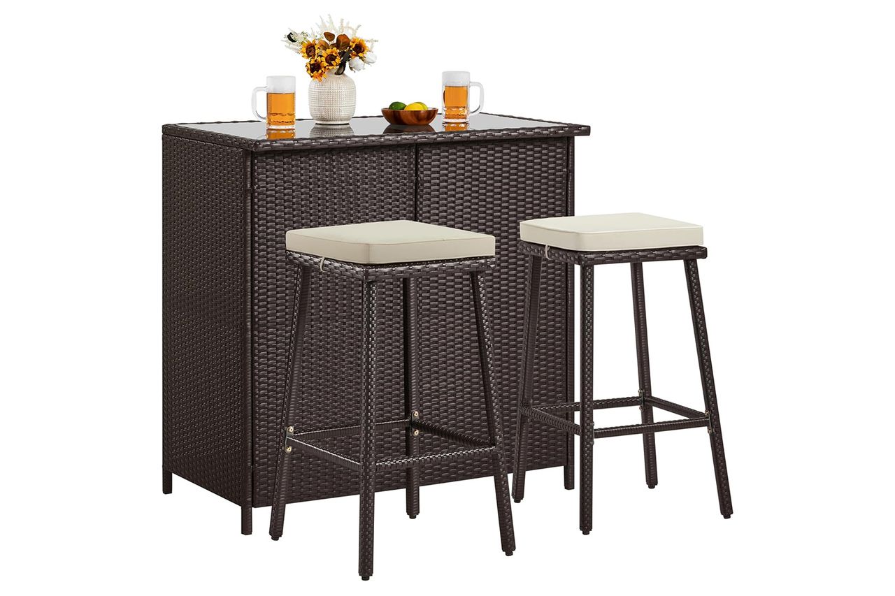Yaheetech 3pcs Outdoor Bar Set Credit: Amazon