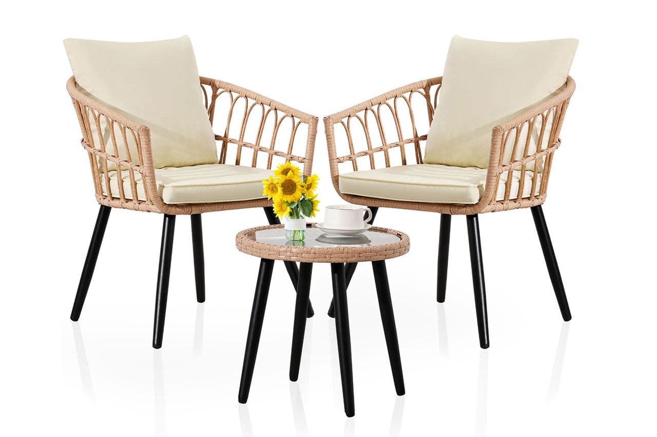3 Piece Outdoor Wicker Furniture Patio Bistro Set Credit: Wayfair