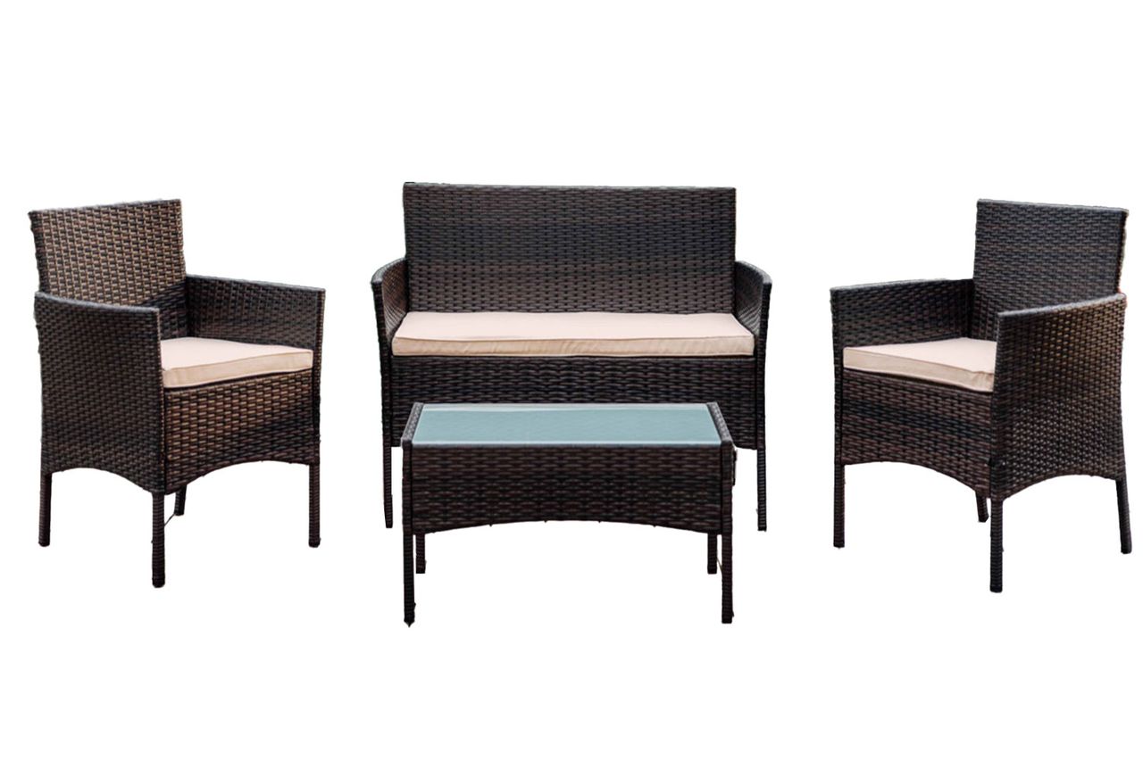 4-Person Outdoor Seating Group with Cushions Credit: Wayfair