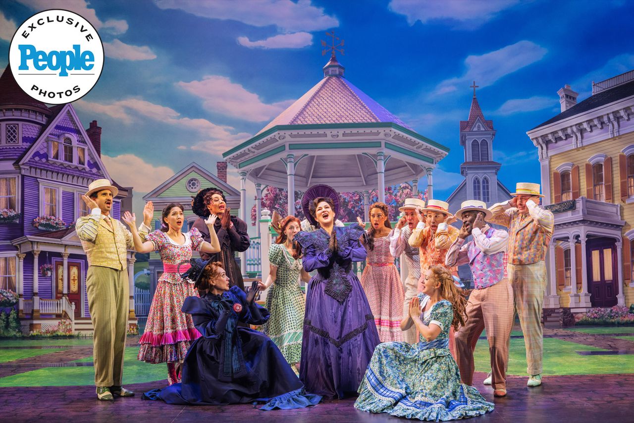 Ana Gasteyer (center) and the cast of 'Schmigadoon!' on BroadwayCredit: Matthew Murphy and Evan Zimmerman