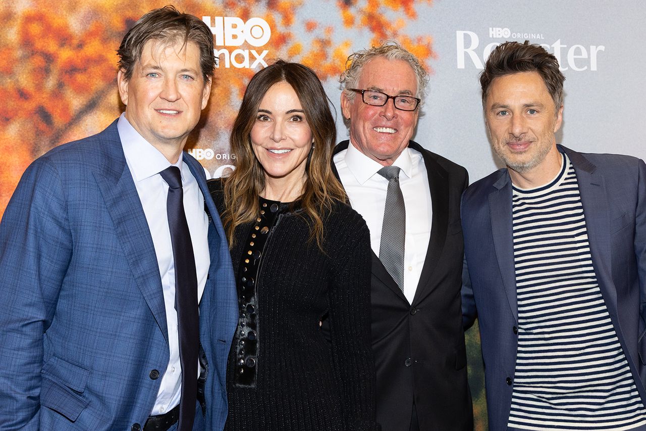 Bill Lawrence, Christa Miller, John C. McGinley and Zach Braff at the 'Rooster' premiere.Credit: Stephanie Augello/Variety via Getty