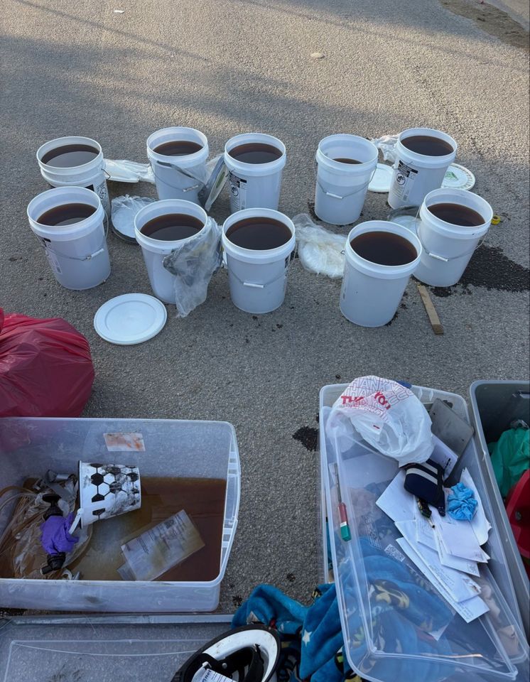 Buckets of liquid suspected to be meth found in van after vehicle crash in Fort Worth, TexasCredit: Fort Worth Police Department/Facebook