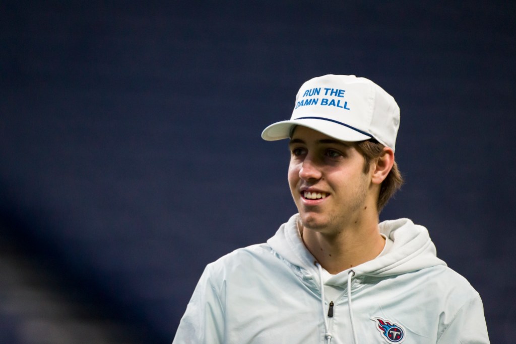 INDIANAPOLIS, IN - DECEMBER 01: Carter Vrabel, son of Head coach Mike Vrabel of the Tennessee Titans walks on the field before the game against the Indianapolis Colts at Lucas Oil Stadium on December 1, 2019 in Indianapolis, Indiana. Tennessee defeats Indianapolis 31-17. (Photo by Brett Carlsen/Getty Images) *** Local Caption *** Carter Vrabel