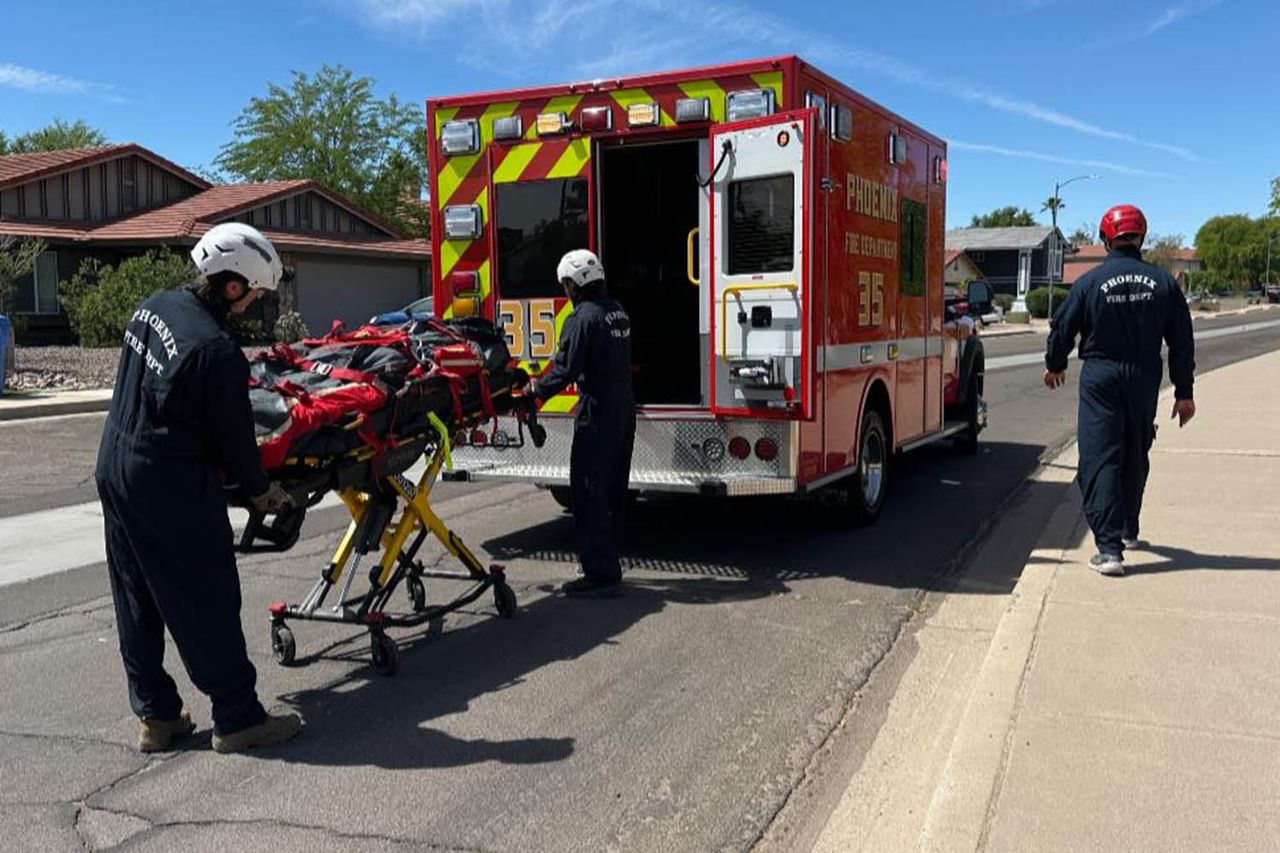 Hiker fighting for his life after being stung by bees over 100 times credit: Phoenix Fire Department The hiker being placed in an ambulance Phoenix on April 4, 2026Credit: Phoenix Fire Department