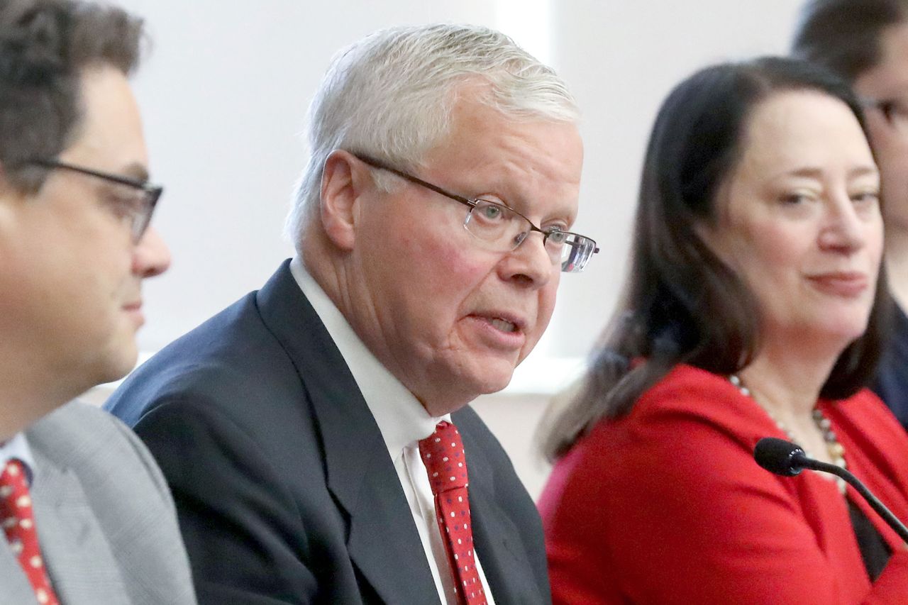 Jay O. Rothman (center) in 2023Credit: John Hart/Wisconsin State Journal via AP