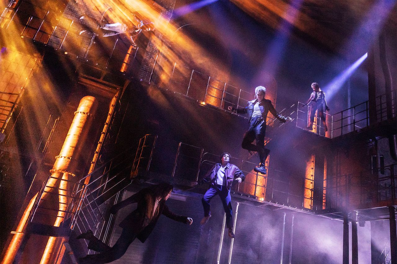 LJ Benet, Ali Louis Bourzgui, Brian Flores, Dean Maupin and Sean Grandillo in 'The Lost Boys' on BroadwayCredit: Matthew Murphy