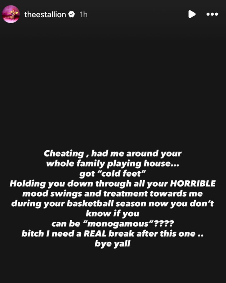 Megan Thee Stallion's Instagram Stories post.Credit: Megan Thee Stallion/Instagram