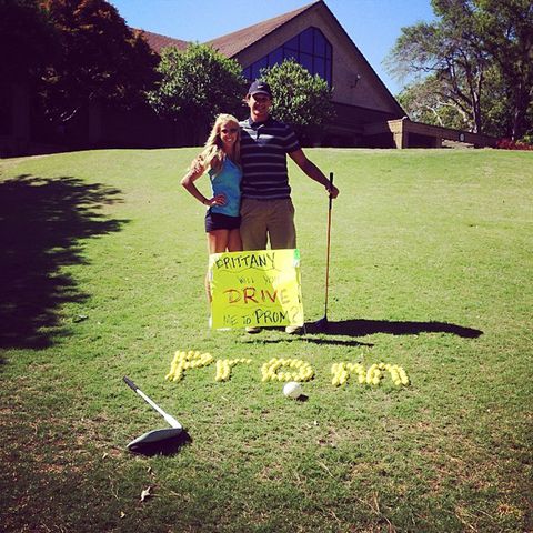 Brittany Mahomes and Patrick Mahomes pose for a photo after his prom-posal in May 2014Credit: Patrick Mahomes/Instagram