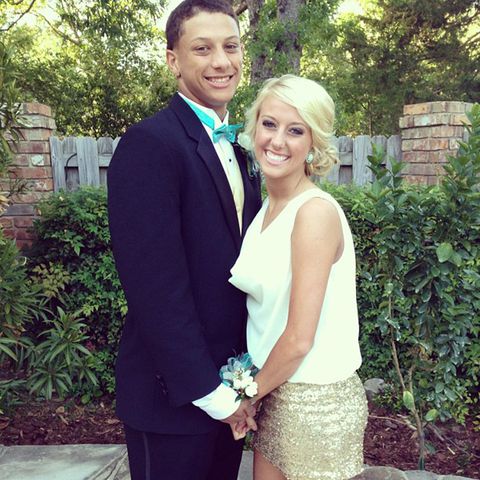 Patrick Mahomes and Brittany Mahomes take a photo for their prom in May 2013Credit: Brittany Mahomes/Instagram