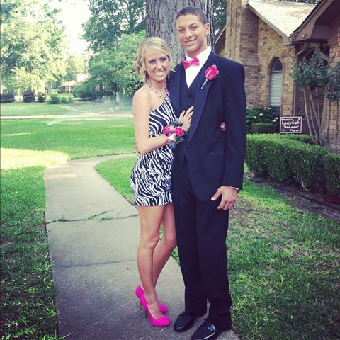 Brittany Mahomes and Patrick Mahomes pose before prom in May 2012Credit: Brittany Mahomes/Instagram