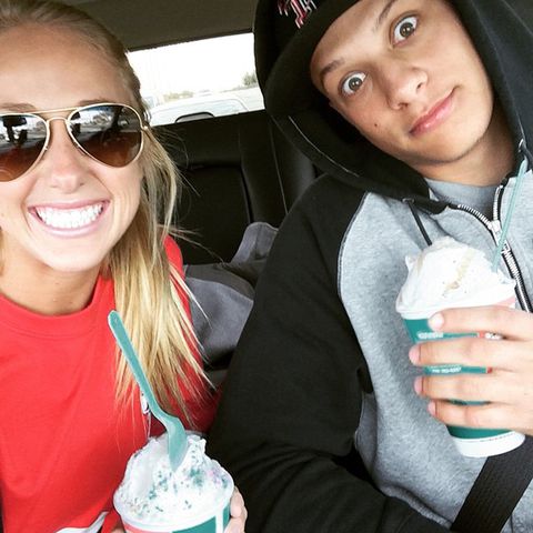 Brittany Mahomes and Patrick Mahomes take a selfie in February 2015Credit: Brittany Mahomes/Instagram