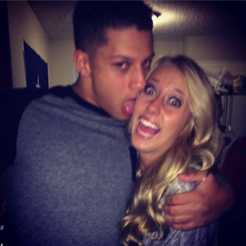 Patrick Mahomes and Brittany Mahomes take a goofy New Year's Eve photo on Dec. 31, 2014Credit: Brittany Mahomes/Instagram