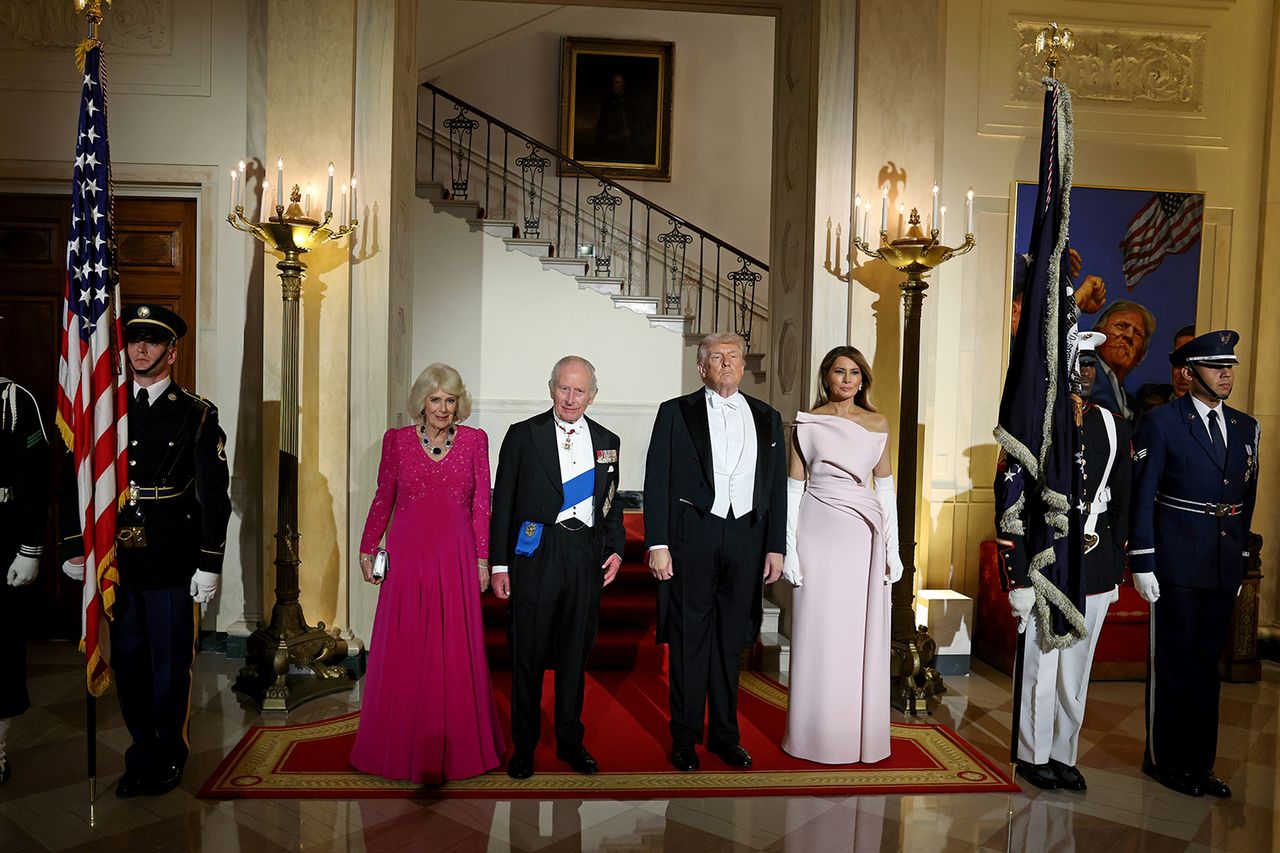 Queen Camilla, King Charles, Donald Trump and Melania Trump at the White House on April 28, 2026.Credit: Chris Jackson/Getty
