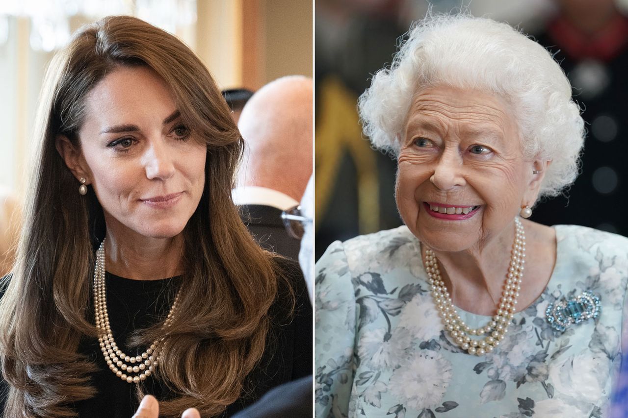 Kate Middleton and the Queen, both in pearlsCredit: Stefan Rousseau - WPA Pool/Getty; Kirsty O'Connor-WPA Pool/Getty