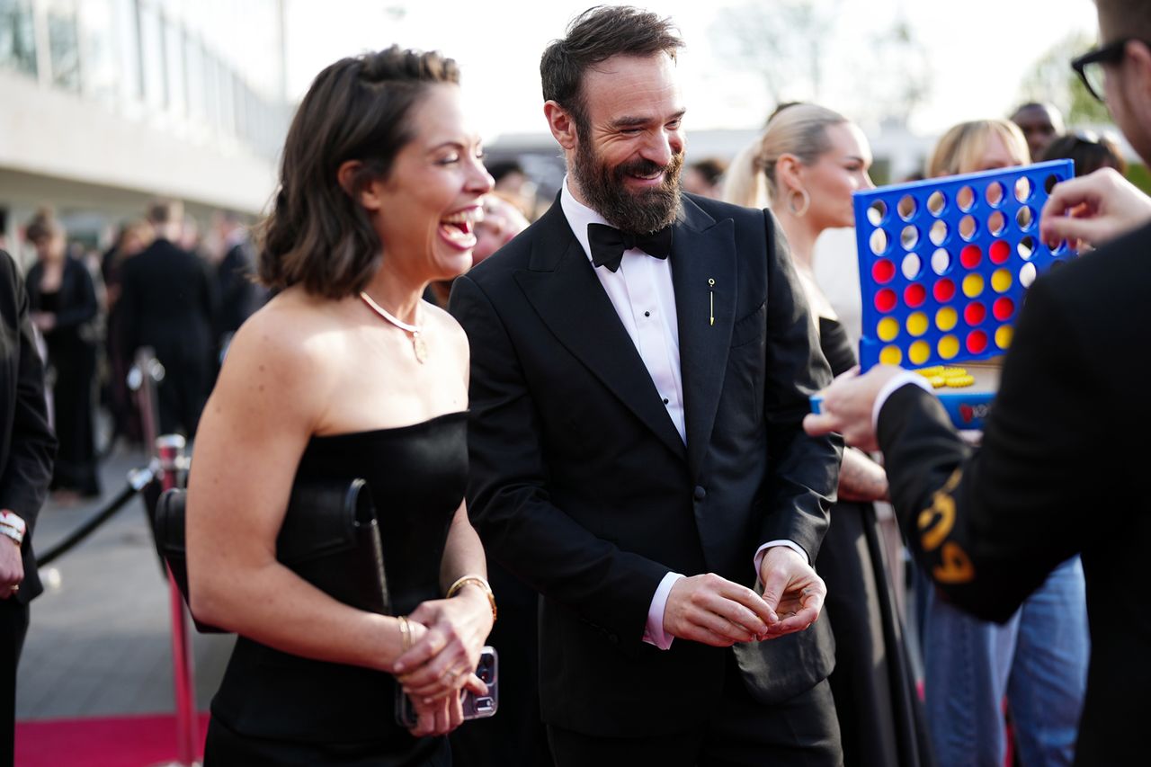 Samantha Thomas and Charlie CoxCredit: Scott Garfitt/BAFTA via Getty