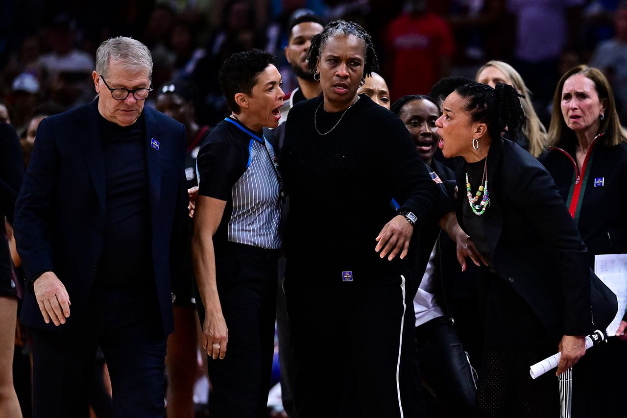 UConn Coach Refuses to ShakÅe Hands with South Carolina Coach After Their Screaming Match at Women's Final Four Semifinal Geno Auriemma walks away from Dawn Staley on April 3Credit: C. Morgan Engel/NCAA Photos via Getty