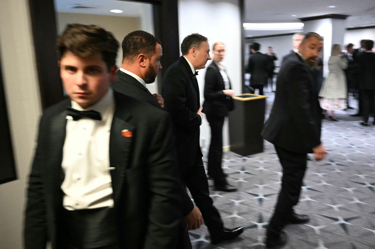 EPA Administrator Lee Zeldin (center) is escorted out of a safe room after loud bangs were heard during the White House Correspondents' dinner at the Washington Hilton on April 25, 2026.Credit: Mandel NGAN / AFP via Getty