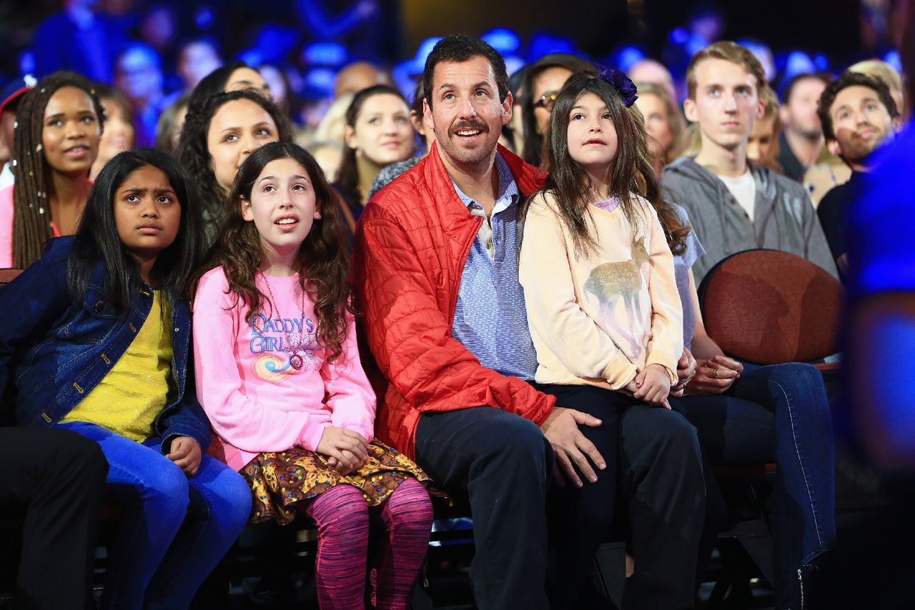 Sadie Madison Sandler, actor Adam Sandler and Sunny Madeline Sandler attend Nickelodeon's 2016 Kids Adam Sandler with his daughters at the 2016 Kids' Choice AwardsCredit: Christopher Polk/KCA2016/Getty