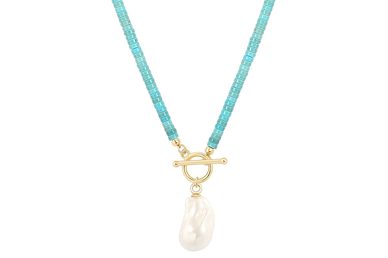 Aobei Pearl 18K Gold Plated Moon Star Lion Evil Eye Love Heart Cross Pendant Necklace Credit: Amazon