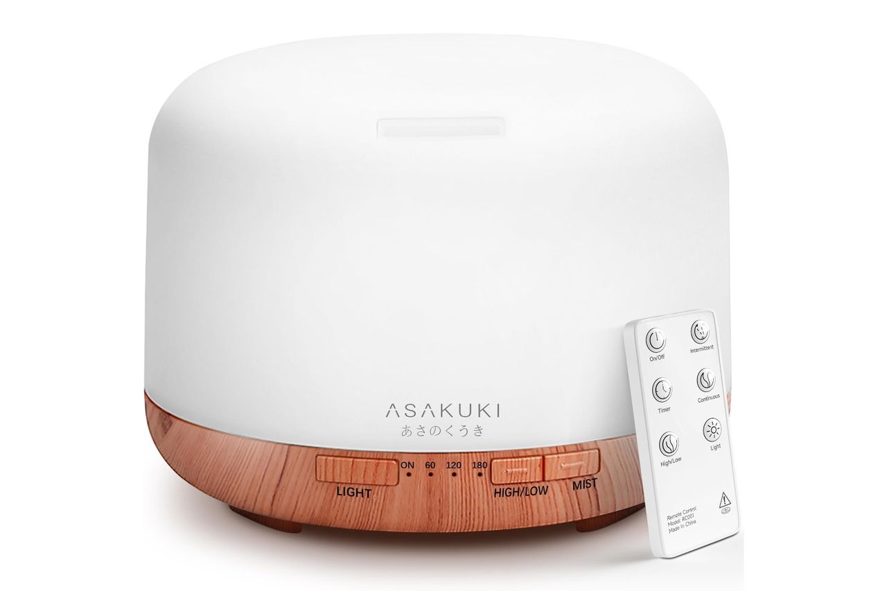 Asakuki Essential Oil Diffuser 500Ml Ultrasonic Aromatherapy Humidifier With Remote Control Credit: Amazon