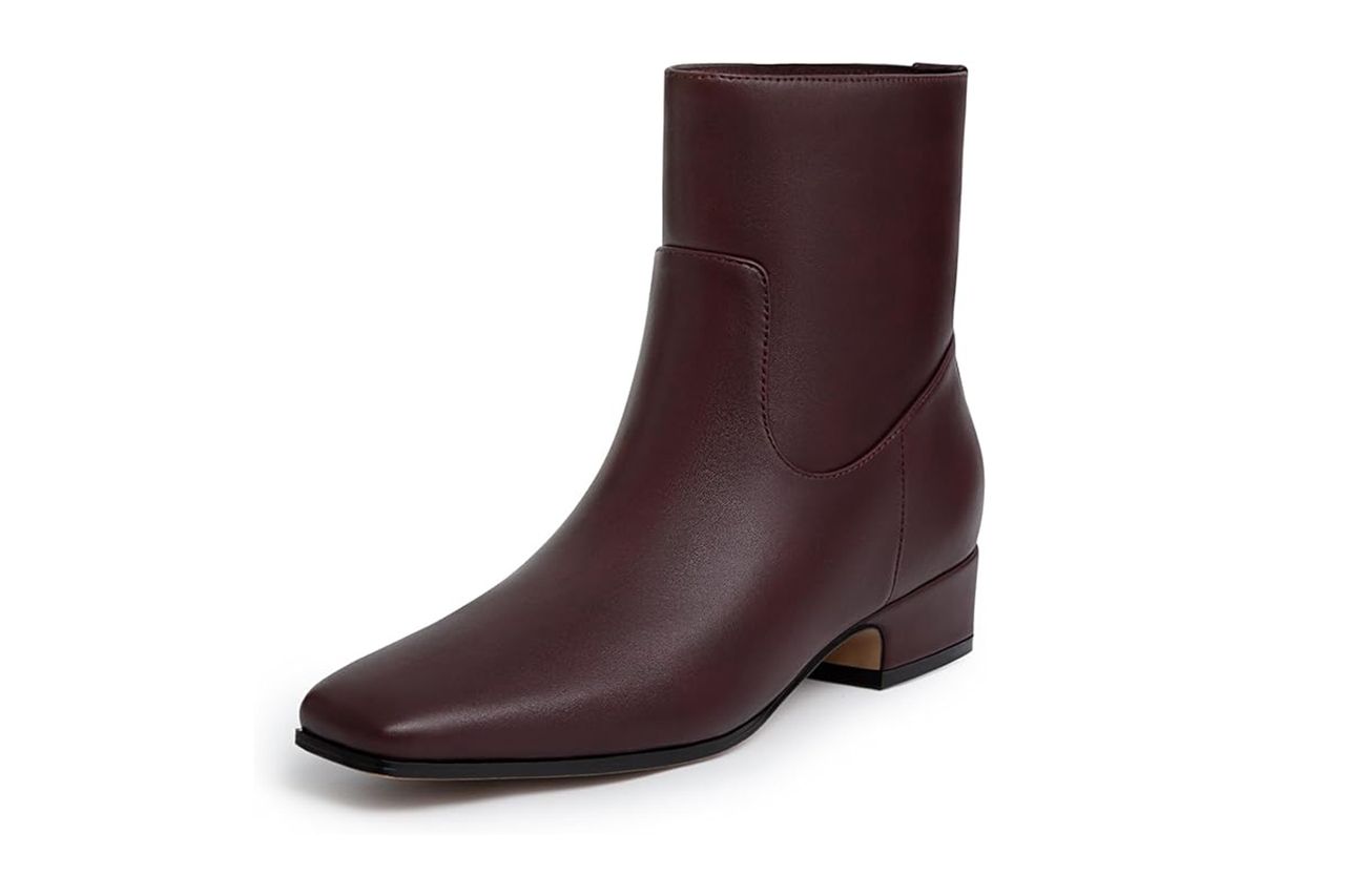 Athlefit Chunky Low Heel Ankle Boots Fashion Square Toe Side Zipper Short Booties Credit: Amazon