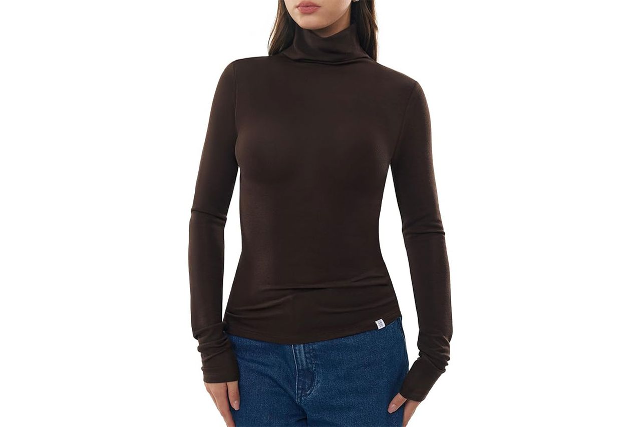 Women's Turtleneck Long Sleeve Merino Wool Blend Shirts Fitted Going Out Tops Credit: Amazon