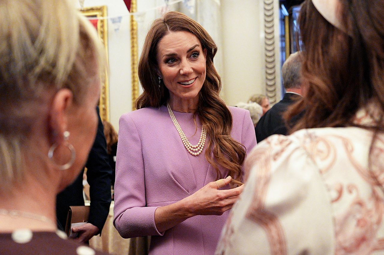 Kate Middleton attends a reception to celebrate the life of the late Queen Elizabeth at Buckingham Palace in central London on April 21, 2026.Credit: Aaron Chown - Pool/Getty