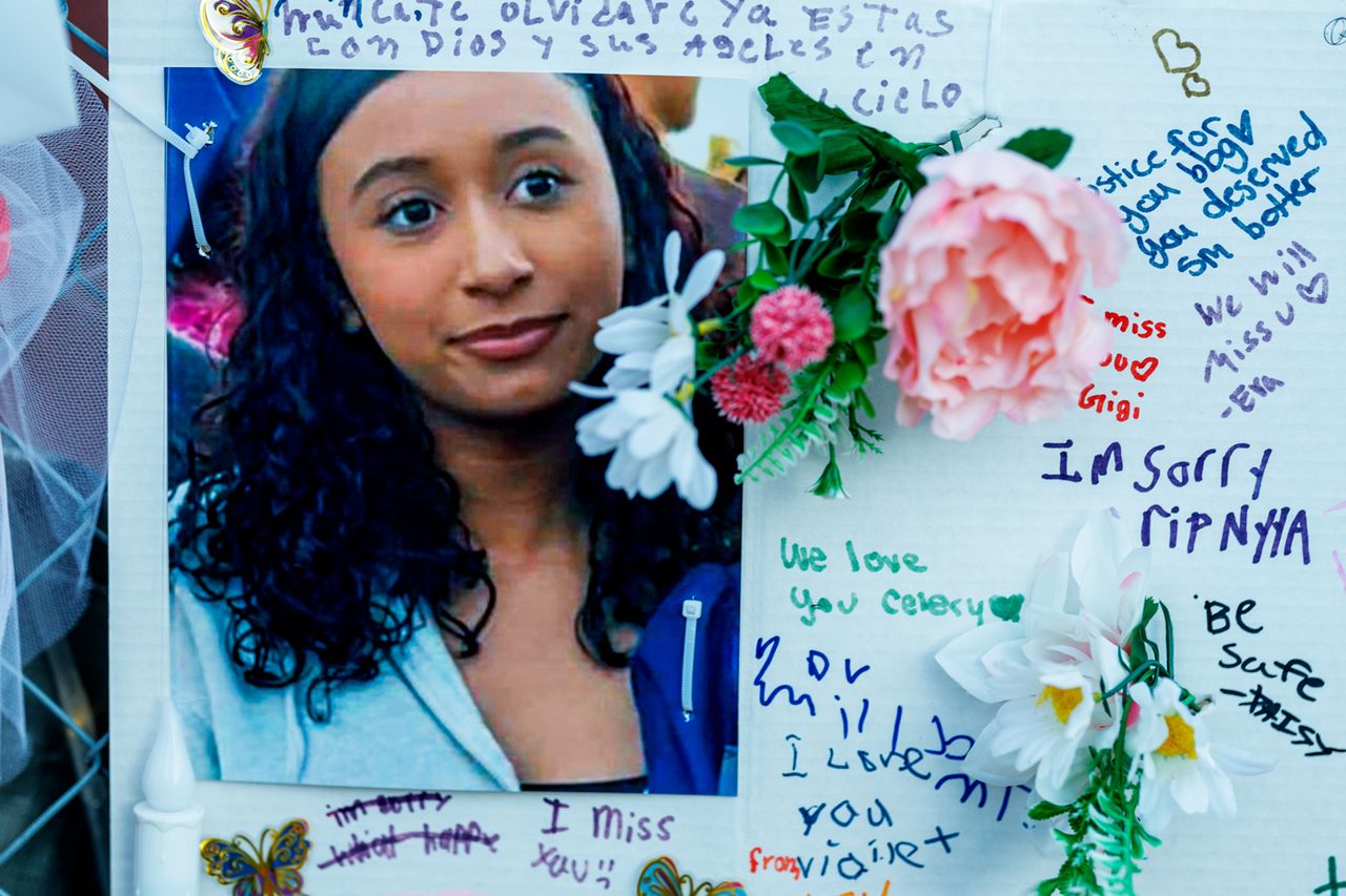 A memorial made for slain teen Celeste Rivas Hernandez.Credit: Gina Ferazzi / Los Angeles Times via Getty