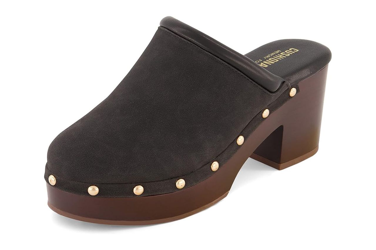 CUSHIONAIRE Guest Faux Wood Clog with Memory Foam Padding Credit: Amazon