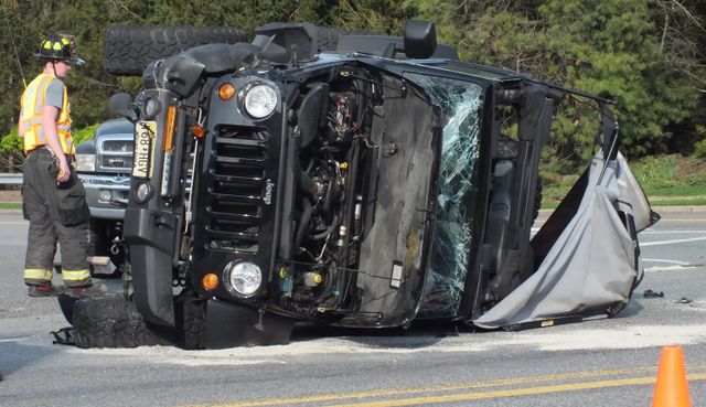 A scene from the April 15 car accident.Credit: Boyd A. Loving