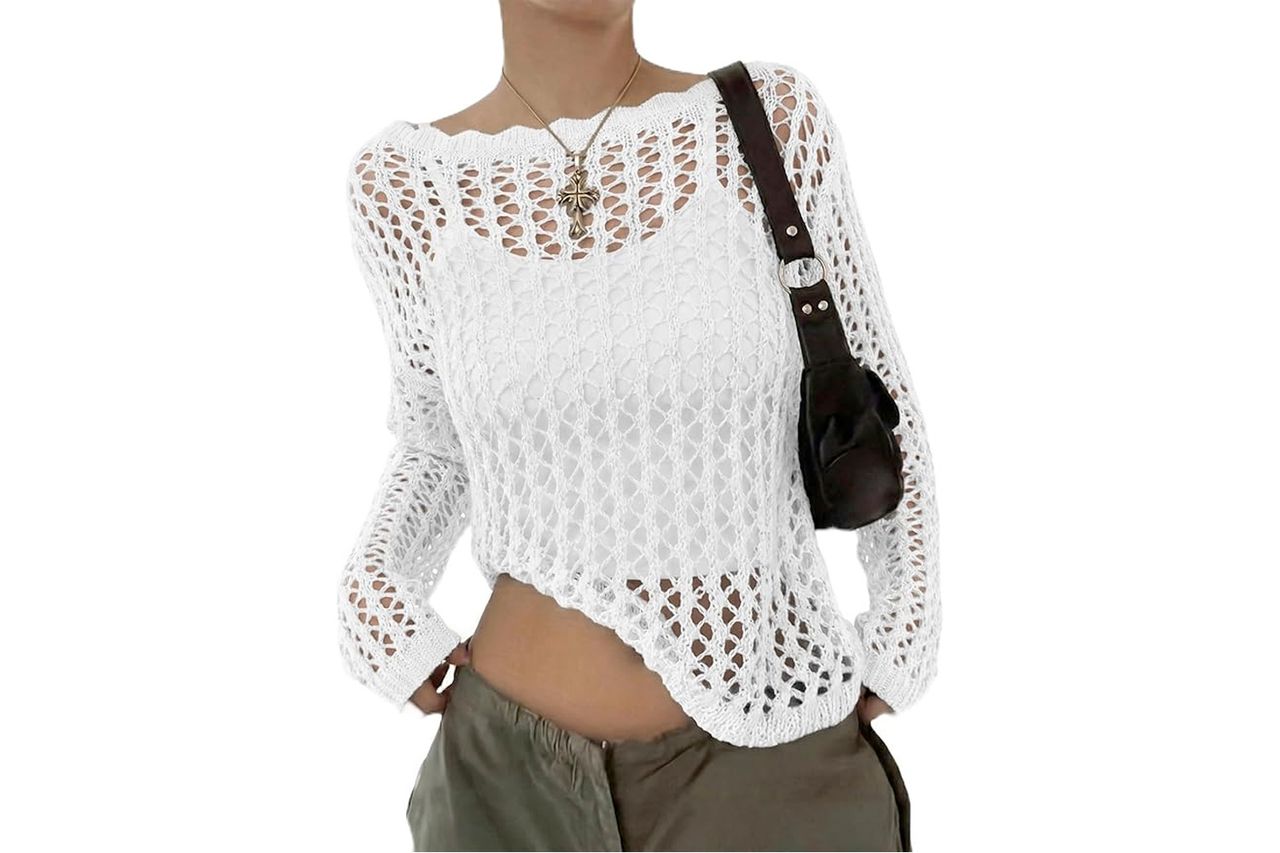 EVALESS Off The Shoulder Loose Knit Summer Sweater Credit: Amazon