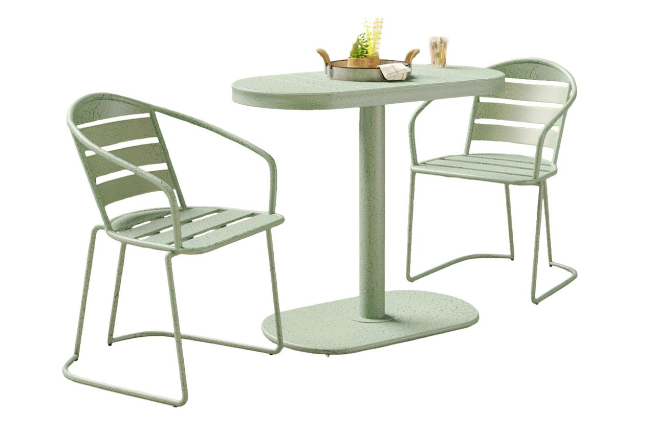 Gunner 2 - Person Metal Patio Dining Set with Oval Table Credit: Wayfair