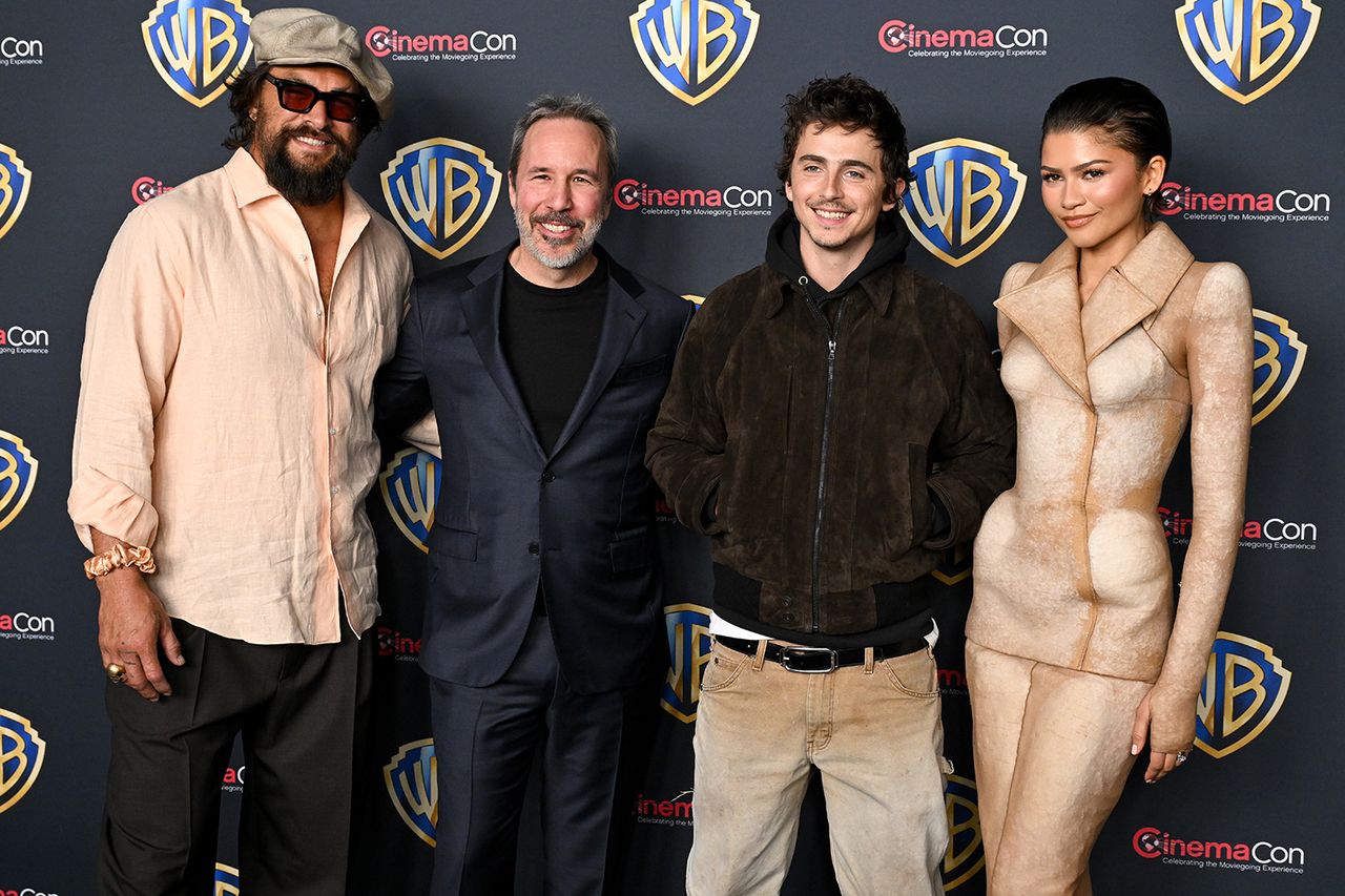 Jason Momoa, Denis Villeneuve, Timothée Chalamet and Zendaya at CinemaCon 2026 in Las VegasCredit: Gilbert Flores/Variety via Getty