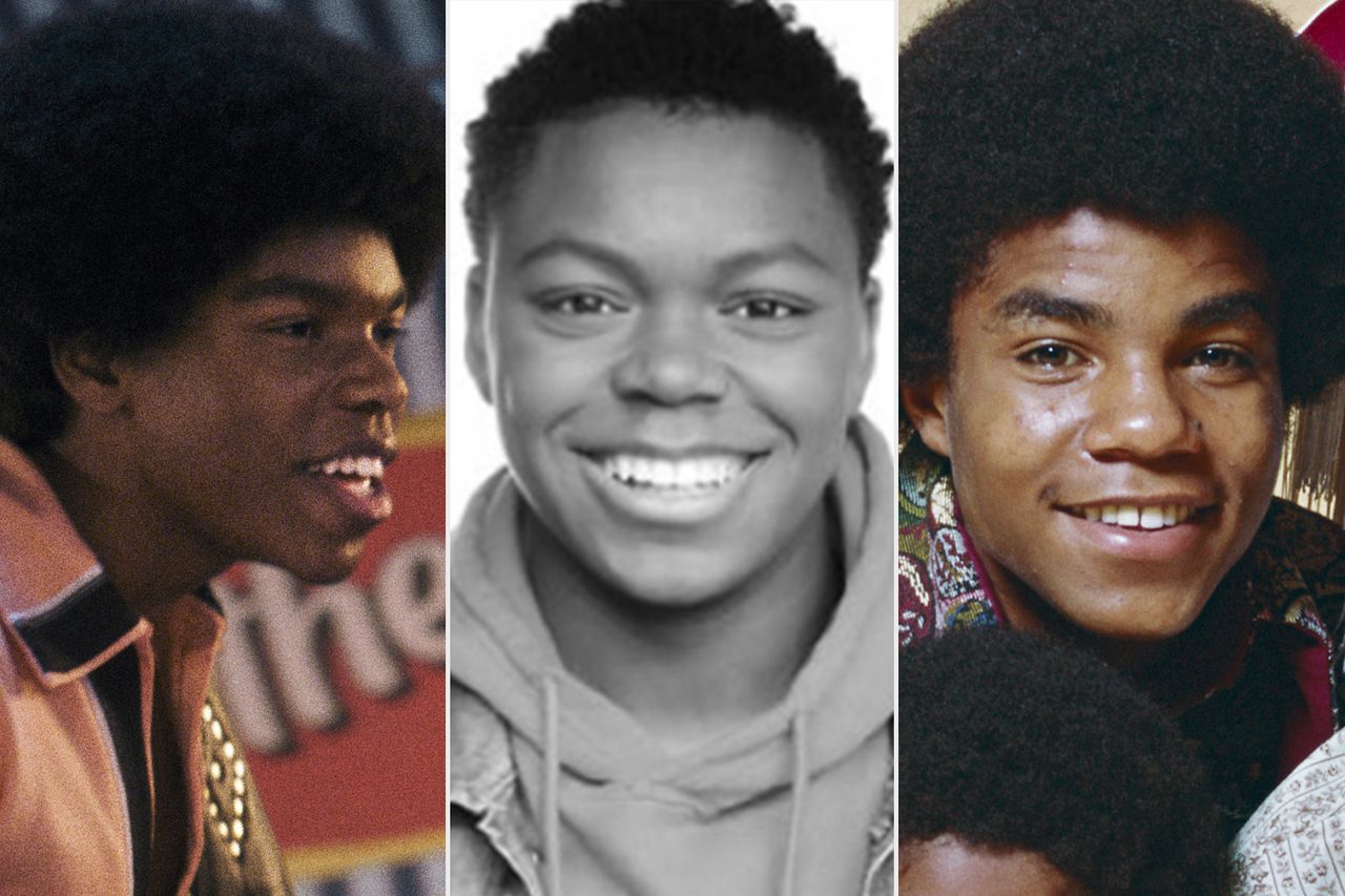 Judah Edwards as Tito Jackson in 'Michael'; Rhyan Hill; Tito Jackson in January 1971 in Los Angeles, California.Credit: Glen Wilson/Lionsgate; Courtesy Lionsgate; Michael Ochs Archives/Getty