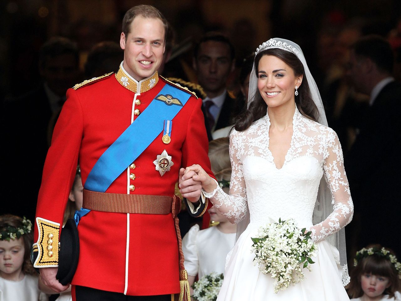 Prince William, Duke of Cambridge and Catherine, Duchess of Cambridge smile following their marriage at Westminster Abbey on April 29, 2011 in LondonCredit: Chris Jackson/Getty